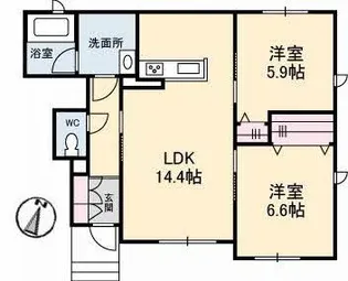 シャーメゾン東川原【1階】の間取り