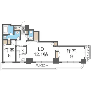 知事公館前タワーレジデンス【4階】の間取り