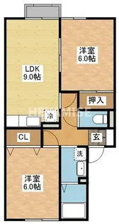 セジュール城戸【1階】の間取り