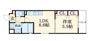 クリエオーレ誉田【1階】の間取り