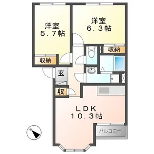 ハピネスゆかりA【1階】の間取り