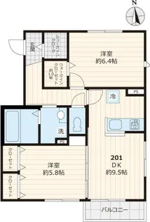 フィカーサ西東京 A棟【2階】の間取り