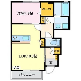 プランドール今宮【1階】の間取り