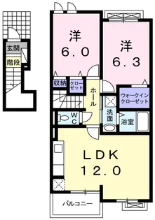 ミニョン・ブローテ 2F「2LDK」【2階】の間取り