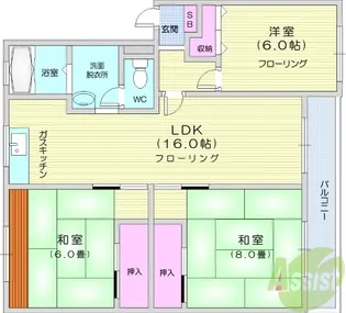 クレスト高松弐番館【4階】の間取り