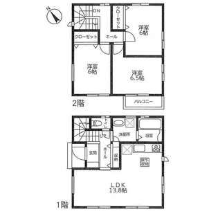 東京都足立区関原1【一戸建】の間取り