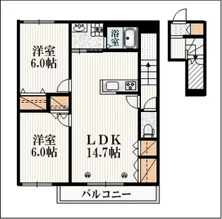 2LDKの間取り画像