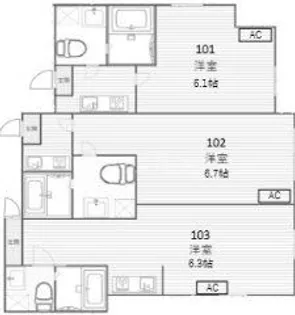 クロス西新井【1階】の間取り