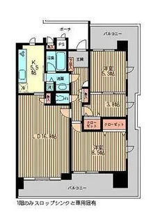 ガーデン文京白山【1階】の間取り