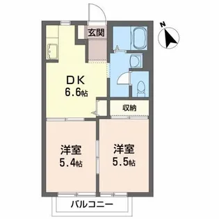 サンライズアサカ B【1階】の間取り