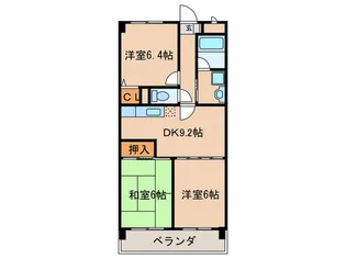 南山第3スカイハイツ【6階】の間取り