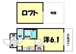 エステムコート神戸県庁前IIIフィエルテ【6階】の間取り