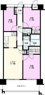 グランデュオ北街区【5階】の間取り
