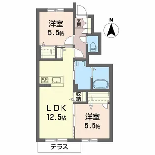 シャーメゾン レ・フレール IV【1階】の間取り