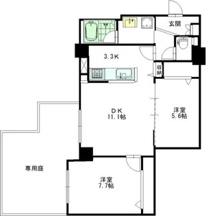 グラン・クレアトゥール【1階】の間取り