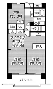 ビレッジハウス高美が丘タワー1号棟【5階】の間取り
