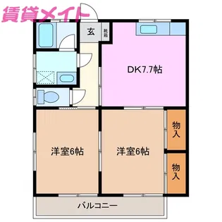 第二小杉ハイツ【2階】の間取り