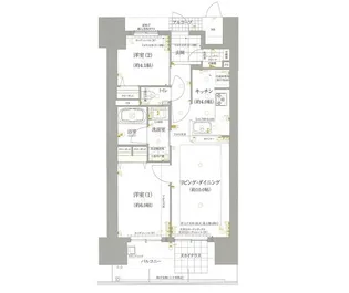 ロイヤルガーデンタワー岡山幸町【13階】の間取り