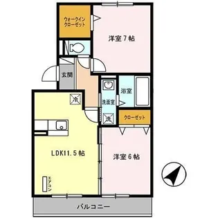 福島県郡山市大槻町字南反田【アパート】の間取り