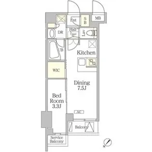 1DKの間取り画像