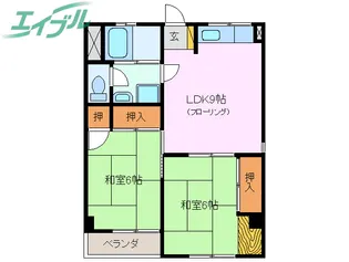 シュロス豊明【3階】の間取り