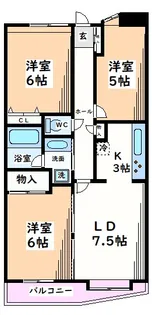 東京都立川市富士見町2【マンション】の間取り