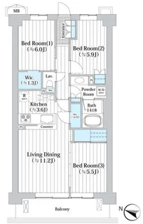 アビティグランデ砧【2階】の間取り