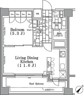 ONE ROOF FLAT TSUKISHIMA【7階】の間取り