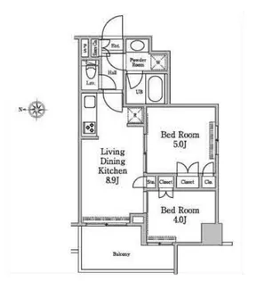 レジディア南品川II【5階】の間取り