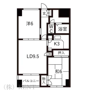 バームハイツ琴似【6階】の間取り