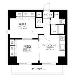 グラントレゾール浅草【6階】の間取り