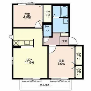 ピアチェーレ B棟【2階】の間取り