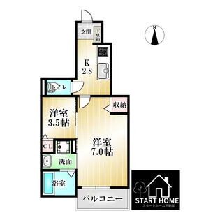 マリオ北島A【1階】の間取り