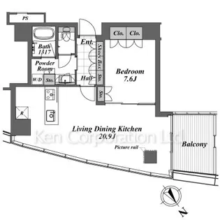 スカイハウス浜離宮【18階】の間取り