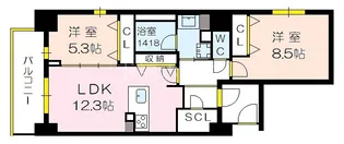 レフィシアコート江戸堀【5階】の間取り