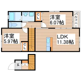 ANJINE B棟【2階】の間取り