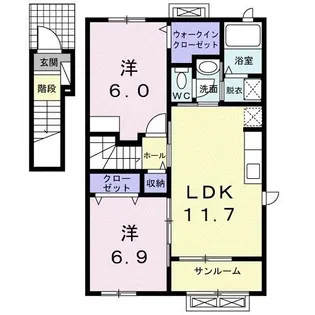 ヴェルデ・テラヤマI【2階】の間取り