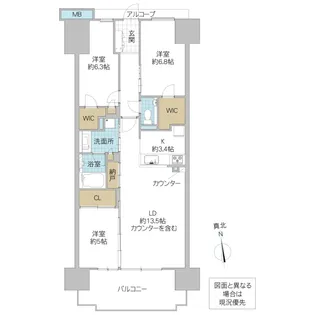 プラウド水戸桜川【12階】の間取り