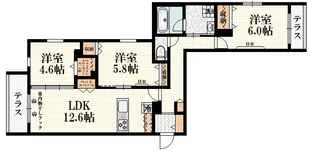 フレシア立川【1階】の間取り