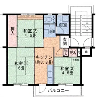 有野団地【4階】の間取り