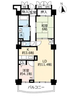 2LDKの間取り画像