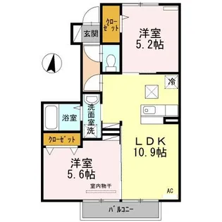 コンフォートハウス大和 B棟【1階】の間取り