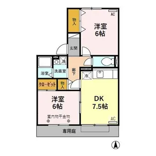 ラ・ベルフォンテーヌ B【1階】の間取り