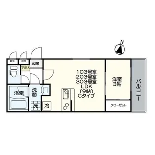 アルバーノ中村vermilion【3階】の間取り