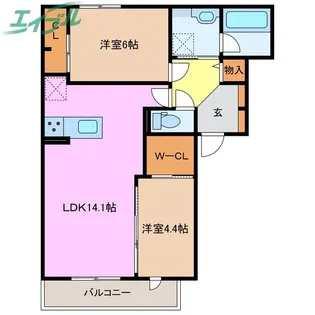 ディーシャンブル川原町【3階】の間取り