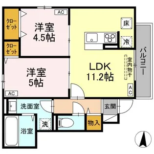 Rエイト・コウヤマ B【1階】の間取り