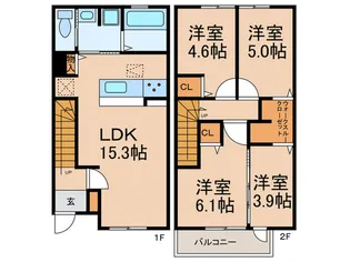 京都府京田辺市松井ケ丘1【一戸建】の間取り