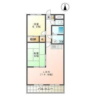 高茶屋豊城【5階】の間取り