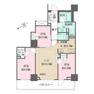 ザ・パークハウス三田ガーデン タワー棟【9階】の間取り