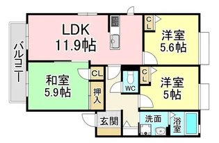 フェリーチェ学研台I C棟【2階】の間取り